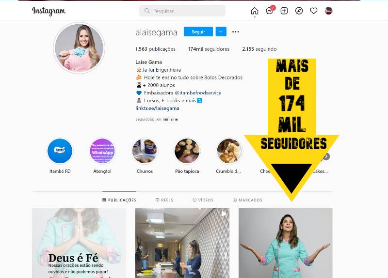 laise gama tem mais de 174 mil seguidores